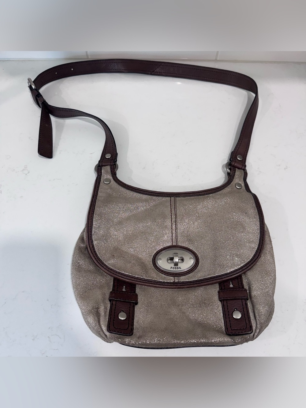 Vintage Fossil Maddox Glitter Crossbody Purse